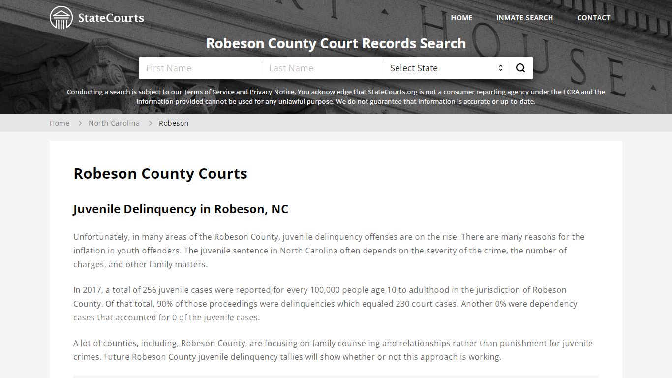 Robeson County, NC Courts - Records & Cases - StateCourts