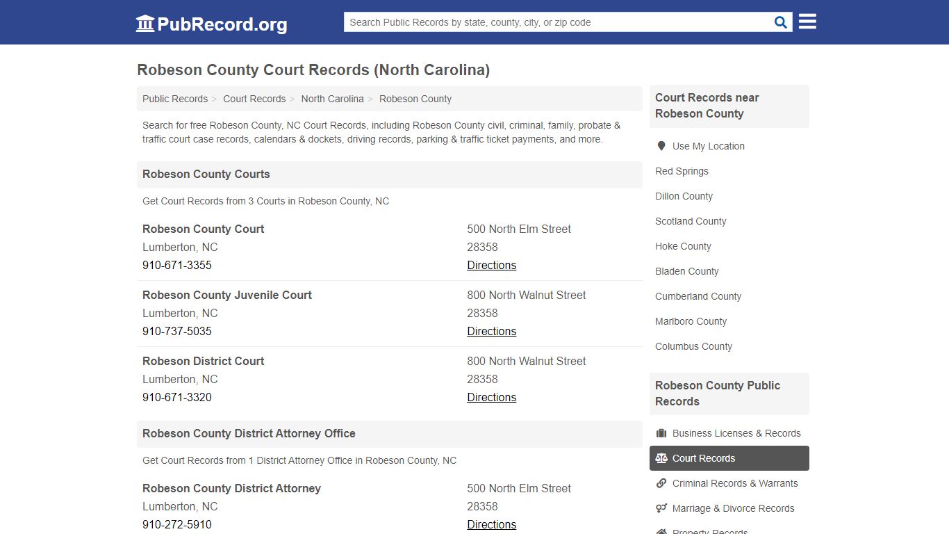 Robeson County Court Records (North Carolina) - pubrecord.org